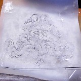 Fresko, Durchpausen des Ornaments, 2017