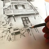 Haus Longobardi  - Bleistiftzeichnung