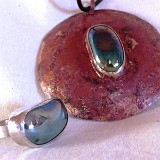 Anhänger, Silberring - Kupfer - Glasstein